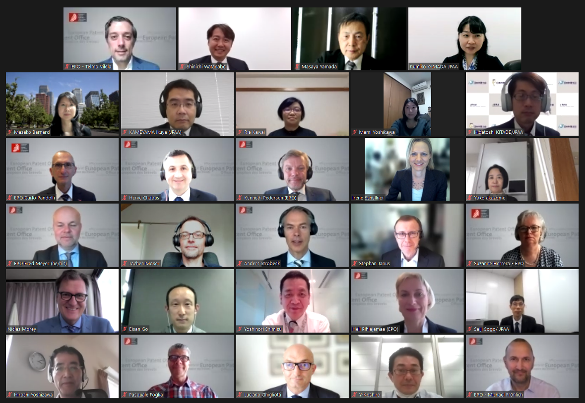 European Patent Office (EPO) and JPAA held an Online Meeting. Japan